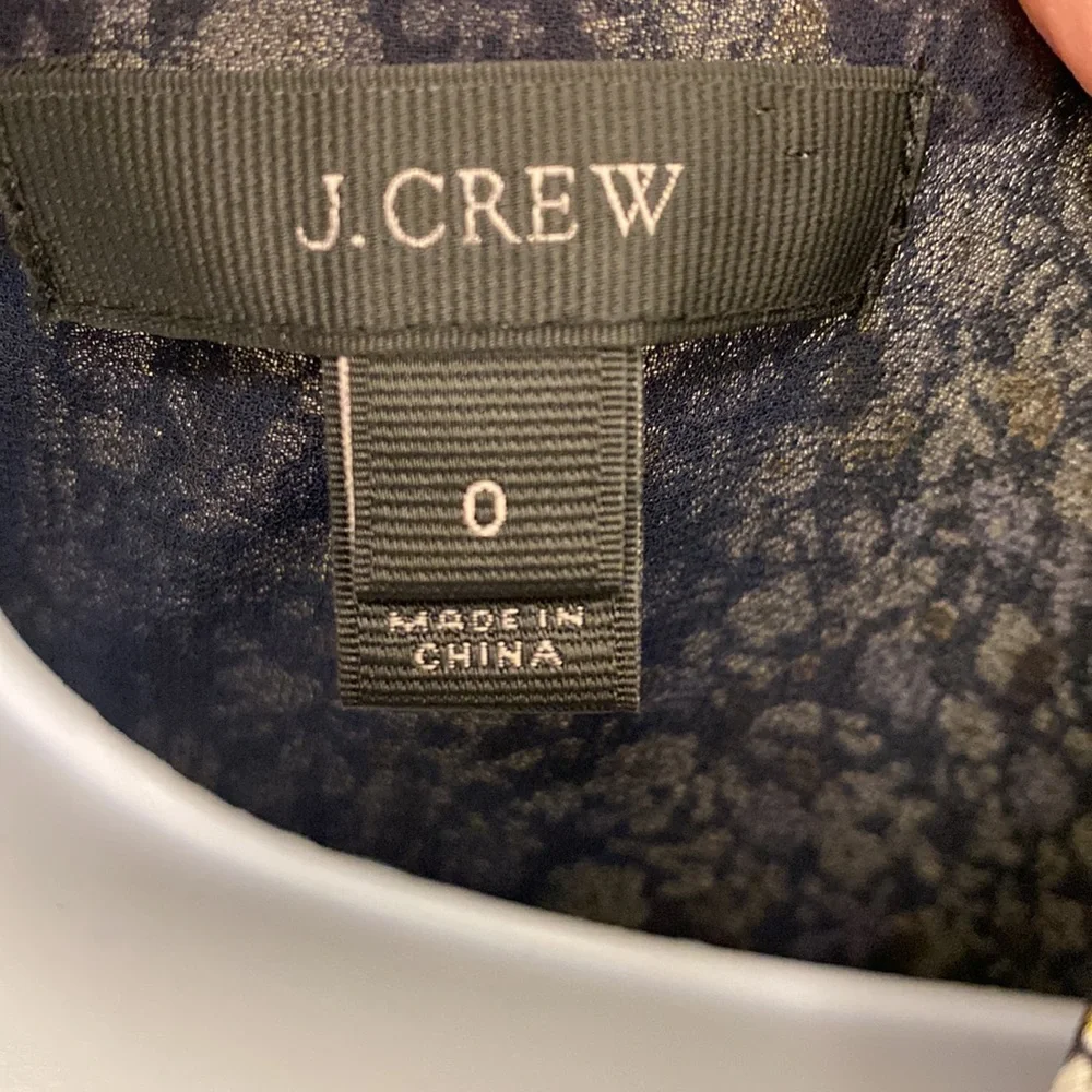 J. Crew Silk Floral Chiffon Metallic Blouse Size 0